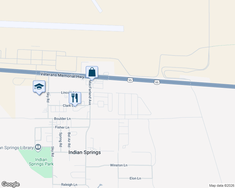 map of restaurants, bars, coffee shops, grocery stores, and more near 245 Horsetail Falls Street in Indian Springs