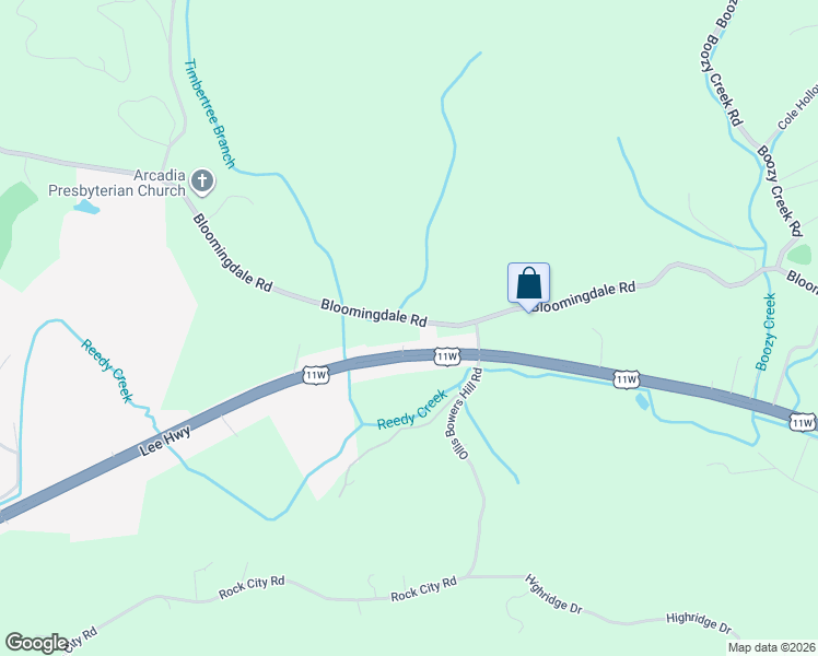map of restaurants, bars, coffee shops, grocery stores, and more near 4855 Bloomingdale Road in Kingsport