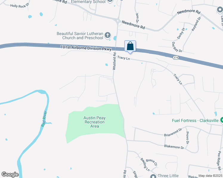 map of restaurants, bars, coffee shops, grocery stores, and more near 2434 Whitfield Road in Clarksville