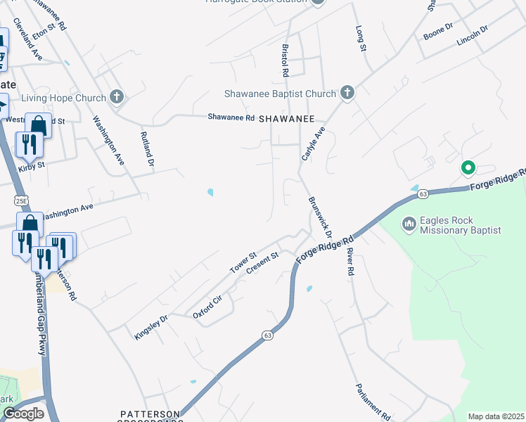 map of restaurants, bars, coffee shops, grocery stores, and more near 270 Dover Avenue in Harrogate