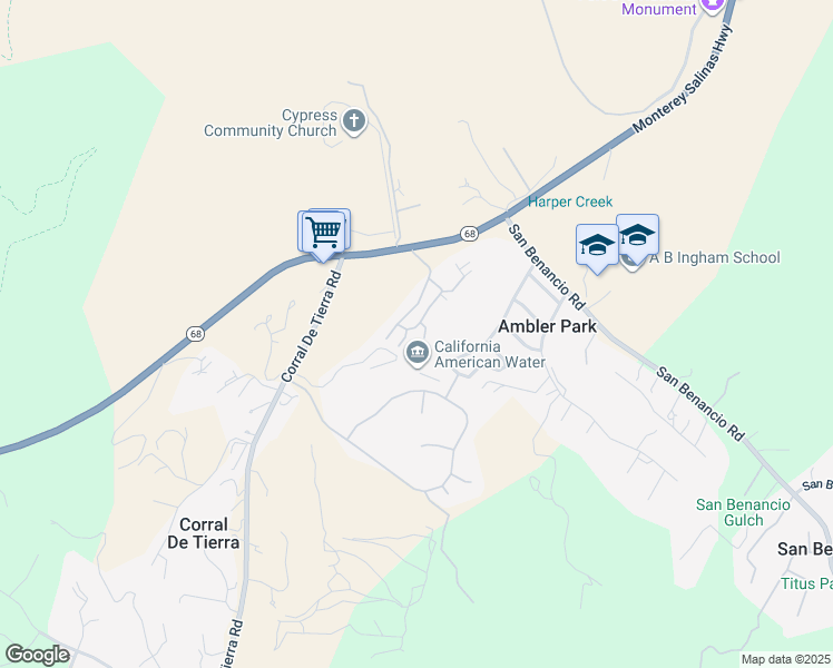 map of restaurants, bars, coffee shops, grocery stores, and more near 23799 Monterey Salinas Highway in Salinas