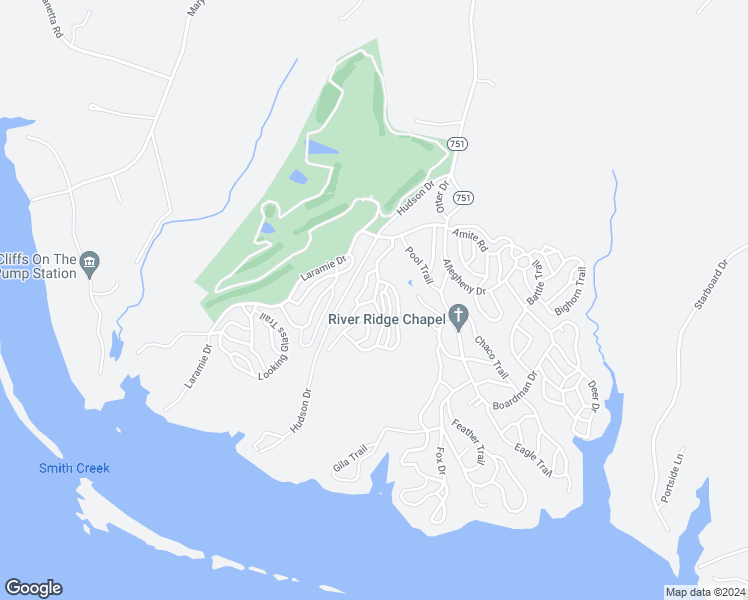 map of restaurants, bars, coffee shops, grocery stores, and more near 144 Happy Trail in Bracey