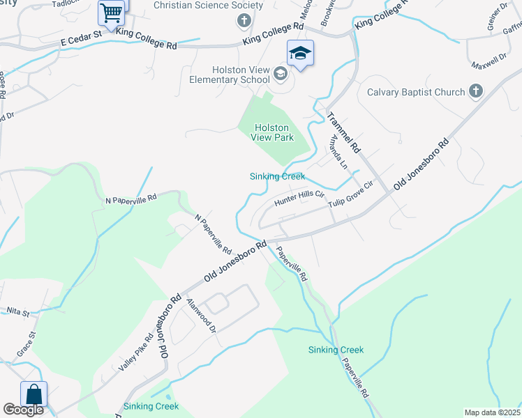 map of restaurants, bars, coffee shops, grocery stores, and more near 3 Hunter Hills Circle in Bristol