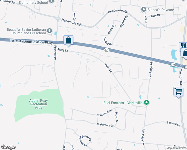 map of restaurants, bars, coffee shops, grocery stores, and more near 685 Oliver Loop in Clarksville