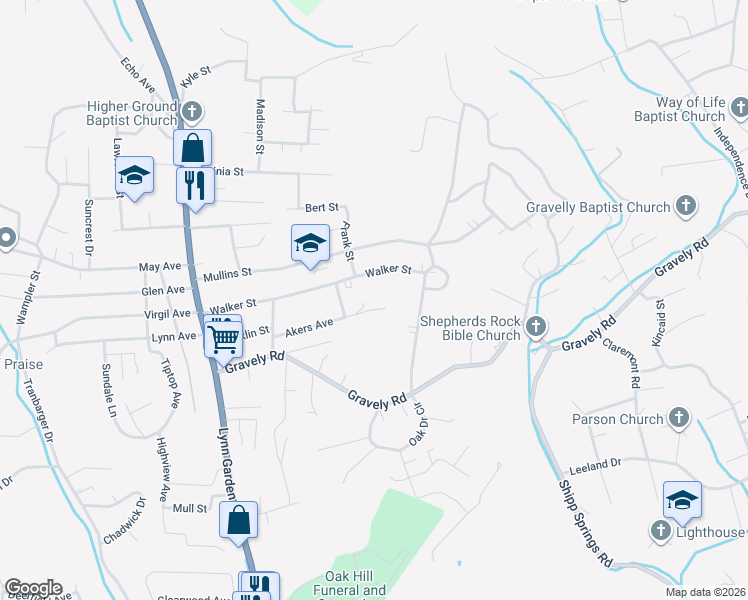 map of restaurants, bars, coffee shops, grocery stores, and more near 313 Akers Avenue in Kingsport