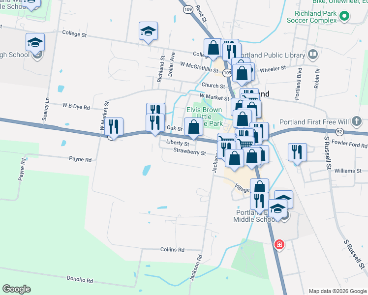 map of restaurants, bars, coffee shops, grocery stores, and more near 206A Strawberry Street in Portland