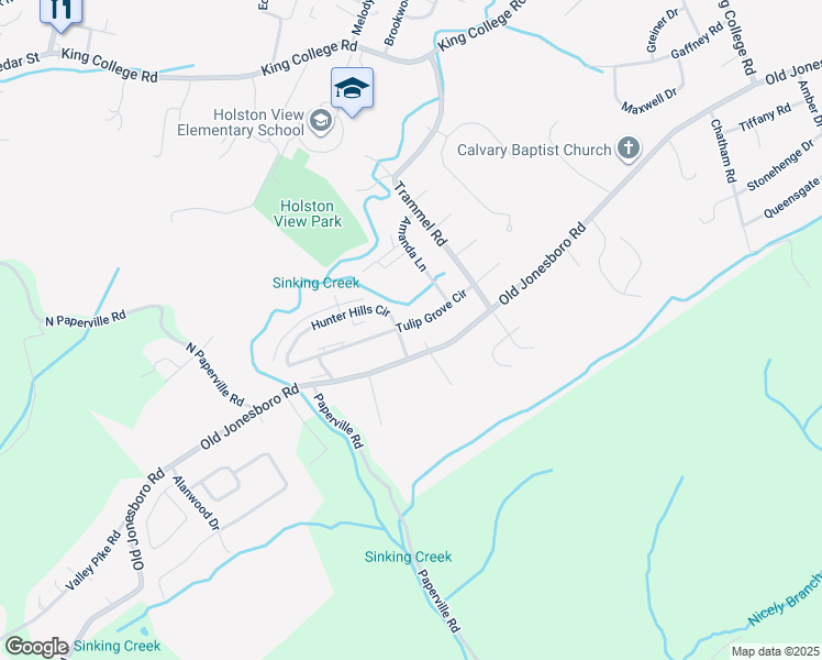 map of restaurants, bars, coffee shops, grocery stores, and more near 100 Hunter Hills Circle in Bristol