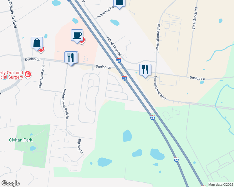 map of restaurants, bars, coffee shops, grocery stores, and more near 330 Sam Houston Circle in Clarksville