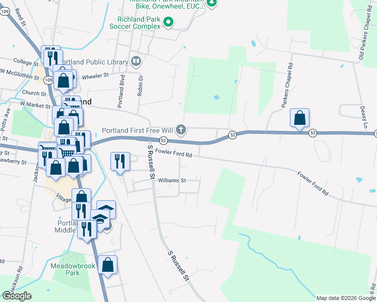 map of restaurants, bars, coffee shops, grocery stores, and more near 103A Central Avenue in Portland
