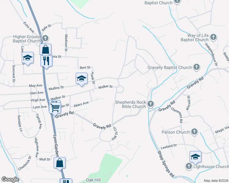map of restaurants, bars, coffee shops, grocery stores, and more near 339 Walker Street in Kingsport