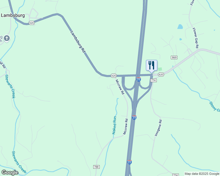map of restaurants, bars, coffee shops, grocery stores, and more near 90 Marcus Lane in Lambsburg