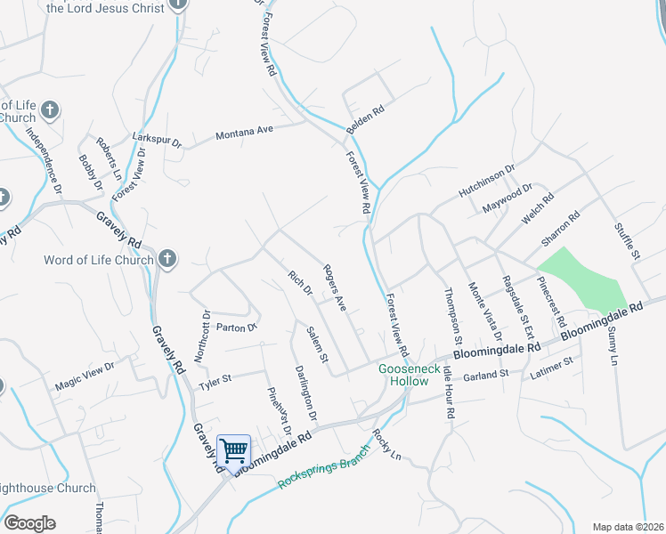 map of restaurants, bars, coffee shops, grocery stores, and more near 2704 Forest View Road in Kingsport