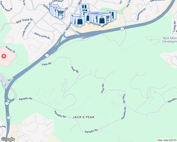 map of restaurants, bars, coffee shops, grocery stores, and more near 580 Viejo Road in Carmel-by-the-Sea