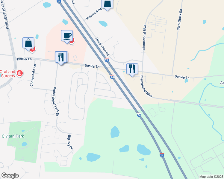 map of restaurants, bars, coffee shops, grocery stores, and more near 359 Sam Houston Circle in Clarksville
