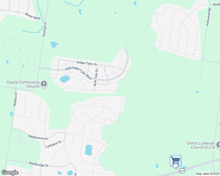 map of restaurants, bars, coffee shops, grocery stores, and more near 258 John Duke Tyler Boulevard in Clarksville