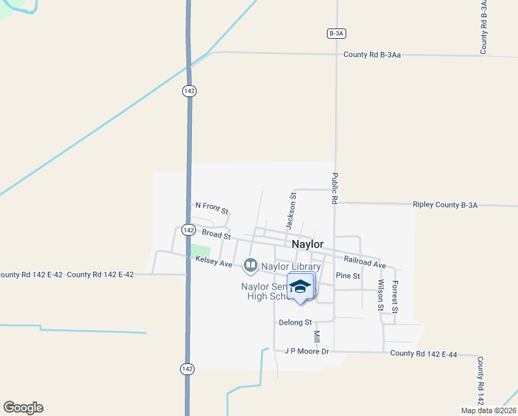 map of restaurants, bars, coffee shops, grocery stores, and more near Horton Street in Naylor