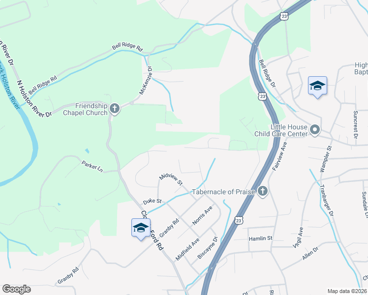 map of restaurants, bars, coffee shops, grocery stores, and more near 1471 Harmony Ridge Drive in Kingsport