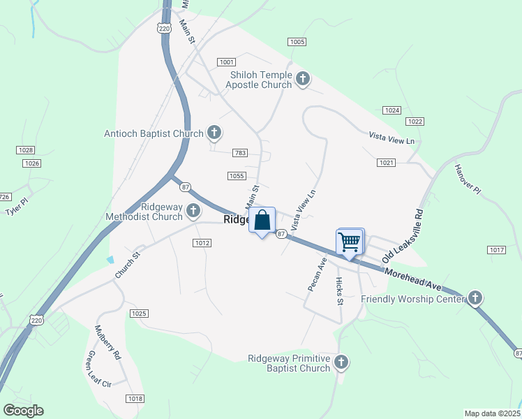 map of restaurants, bars, coffee shops, grocery stores, and more near 57 Magnolia Street in Ridgeway