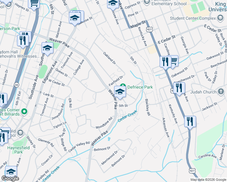 map of restaurants, bars, coffee shops, grocery stores, and more near 1214 Columbia Road in Bristol