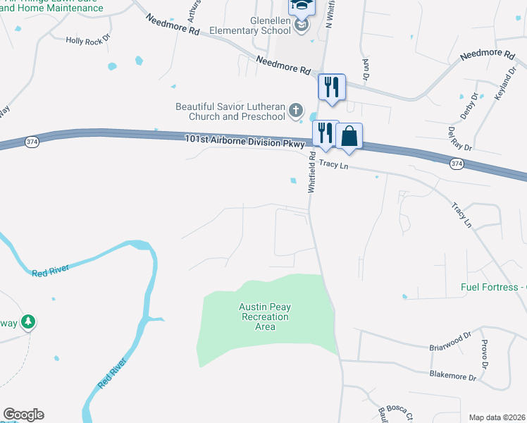 map of restaurants, bars, coffee shops, grocery stores, and more near 818 Prewitt Lane in Clarksville
