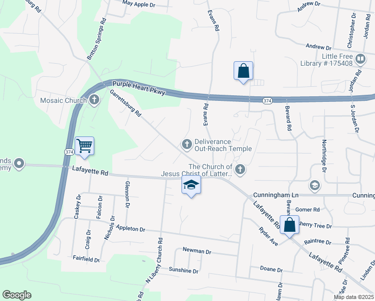map of restaurants, bars, coffee shops, grocery stores, and more near 851 Garrettsburg Road in Clarksville