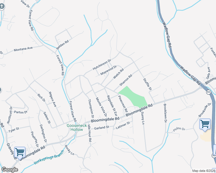 map of restaurants, bars, coffee shops, grocery stores, and more near 2133 Welch Road in Kingsport