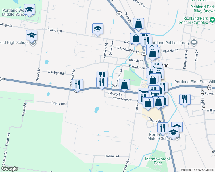 map of restaurants, bars, coffee shops, grocery stores, and more near 312 Oak Street in Portland