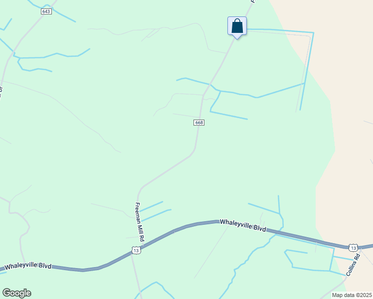 map of restaurants, bars, coffee shops, grocery stores, and more near 2692 Freeman Mill Road in Suffolk