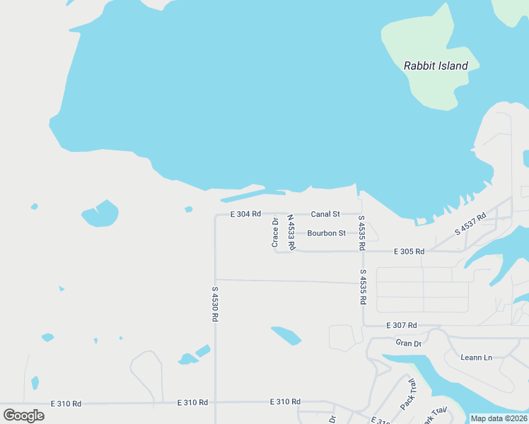 map of restaurants, bars, coffee shops, grocery stores, and more near 45317 East 304 Road in Cleora
