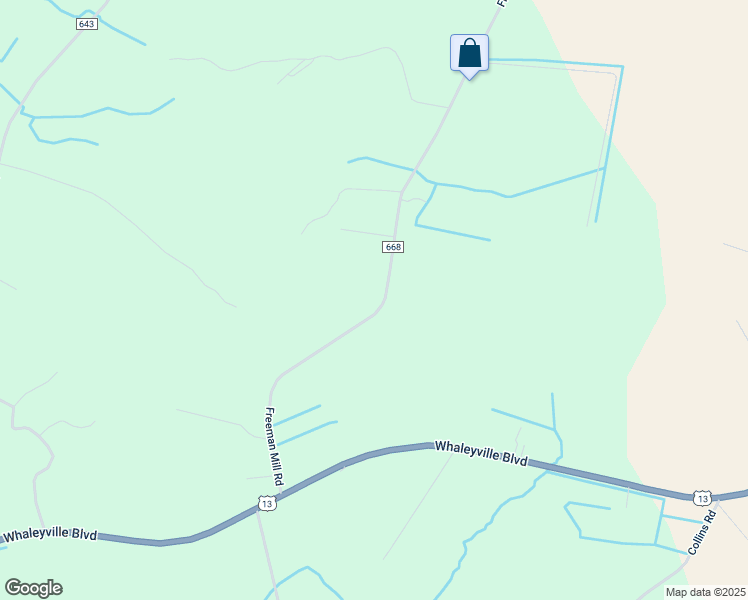 map of restaurants, bars, coffee shops, grocery stores, and more near 2692 Freeman Mill Road in Suffolk