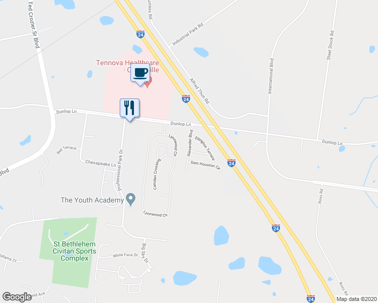 map of restaurants, bars, coffee shops, grocery stores, and more near 172 Alexander Boulevard in Clarksville