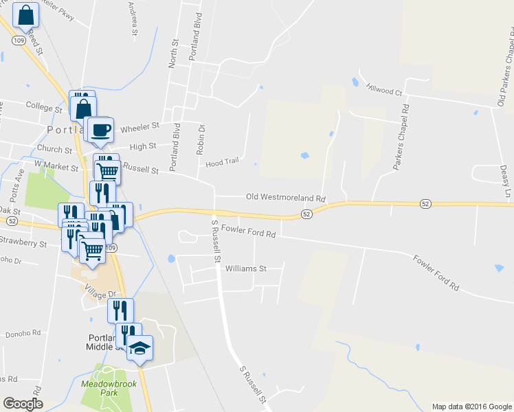 map of restaurants, bars, coffee shops, grocery stores, and more near 115 Old Westmoreland Road in Portland
