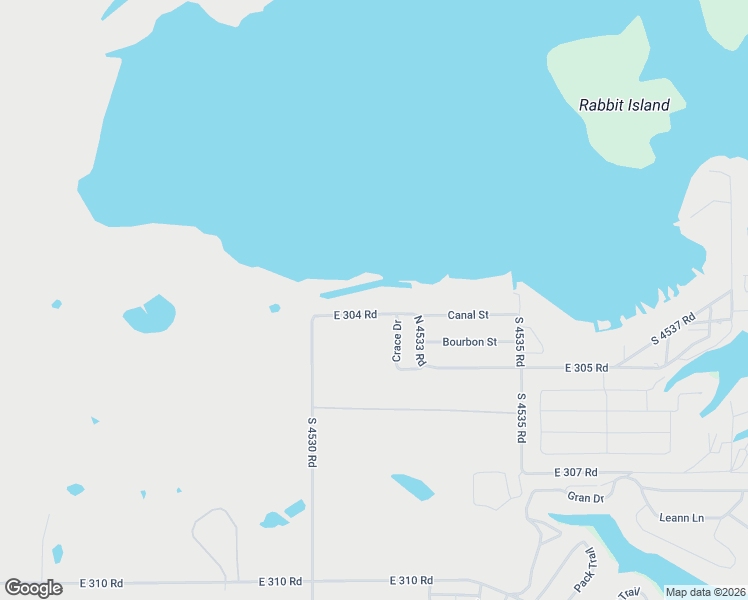 map of restaurants, bars, coffee shops, grocery stores, and more near 45317 East 304 Road in Cleora