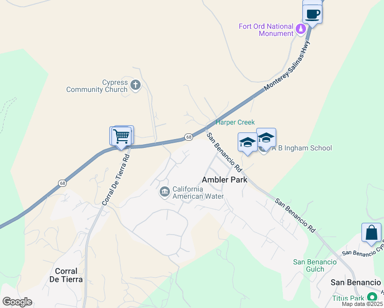 map of restaurants, bars, coffee shops, grocery stores, and more near 26 Paseo De Vaqueros in Salinas