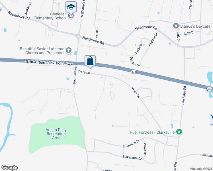 map of restaurants, bars, coffee shops, grocery stores, and more near 2272 McCormick Lane in Clarksville