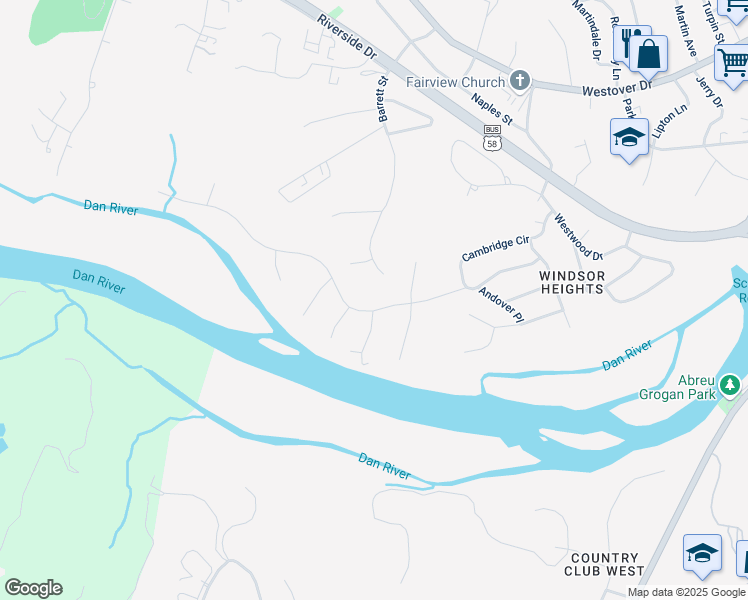 map of restaurants, bars, coffee shops, grocery stores, and more near 242-248 Shoreham Drive in Danville