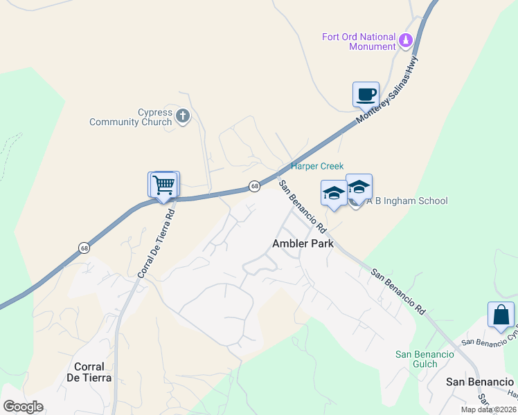 map of restaurants, bars, coffee shops, grocery stores, and more near 23799 Monterey Salinas Highway in Salinas