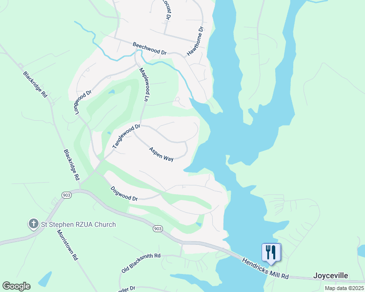 map of restaurants, bars, coffee shops, grocery stores, and more near 650 Tanglewood Drive in Bracey