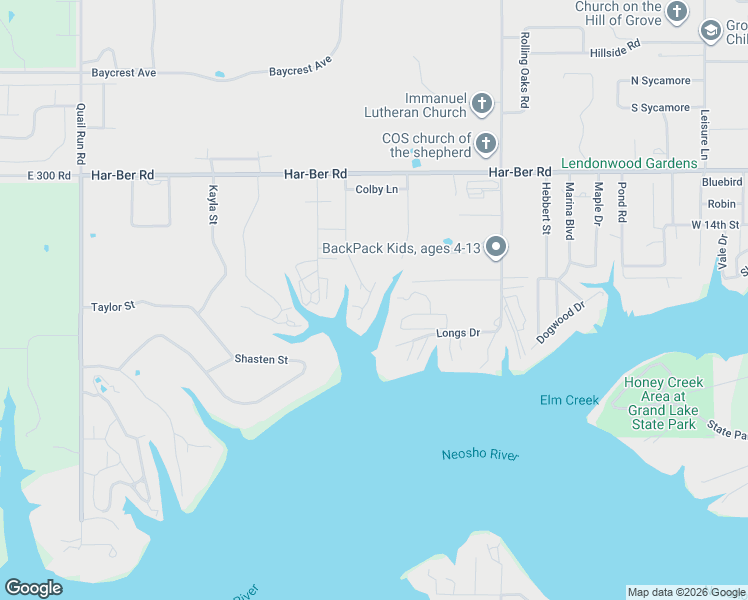 map of restaurants, bars, coffee shops, grocery stores, and more near 1704 Cardiac Cove Road in Grove