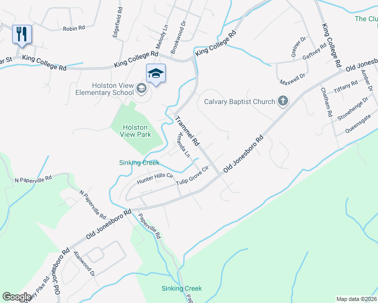 map of restaurants, bars, coffee shops, grocery stores, and more near 416 Trammel Road in Bristol