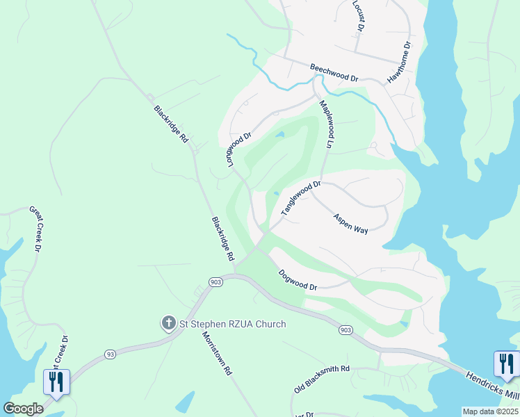 map of restaurants, bars, coffee shops, grocery stores, and more near 96 Longwood Drive in Bracey