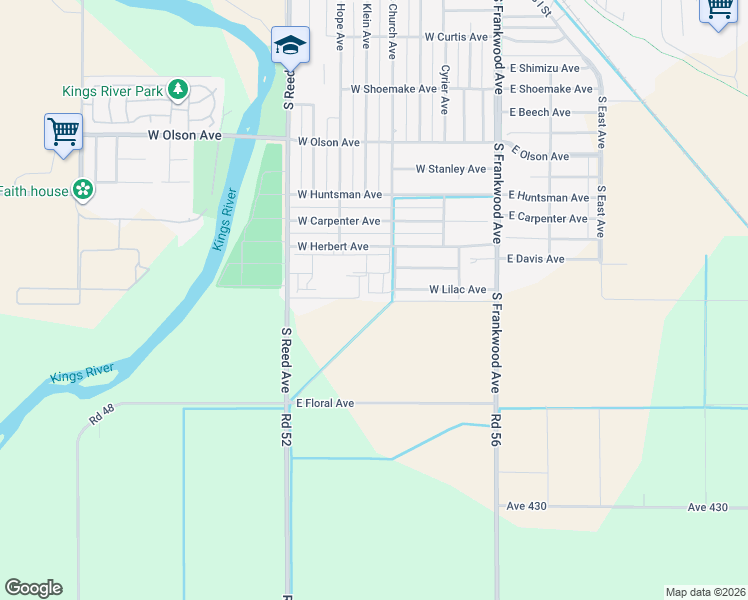 map of restaurants, bars, coffee shops, grocery stores, and more near 2119 South Church Avenue in Reedley