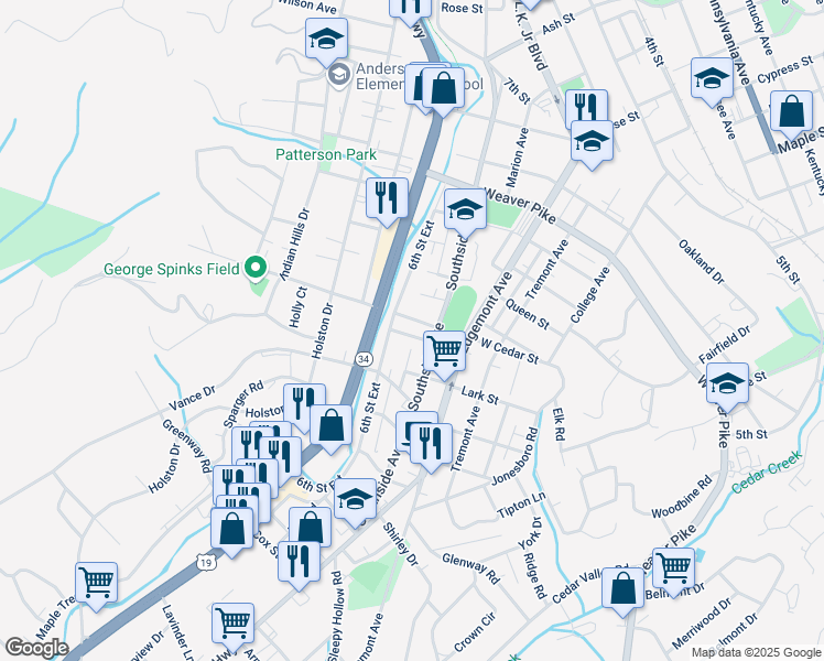 map of restaurants, bars, coffee shops, grocery stores, and more near 517 Matt Street in Bristol