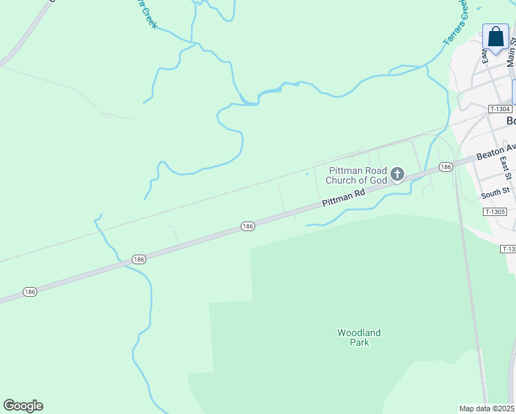 map of restaurants, bars, coffee shops, grocery stores, and more near 17219 Pittman Road in Boykins