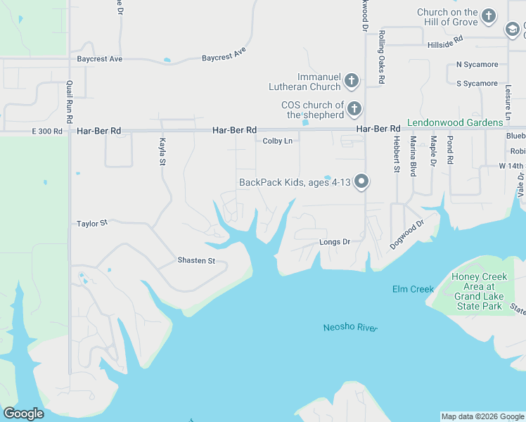 map of restaurants, bars, coffee shops, grocery stores, and more near 1704 Cardiac Cove Road in Grove