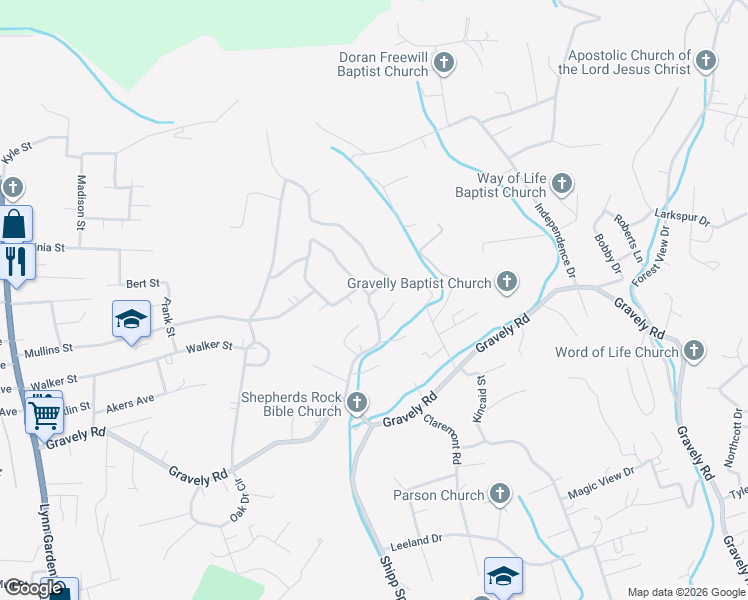 map of restaurants, bars, coffee shops, grocery stores, and more near 1395 Ridgecrest Avenue in Kingsport