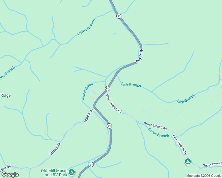 map of restaurants, bars, coffee shops, grocery stores, and more near 414 Greer Branch Road in Laurel Bloomery