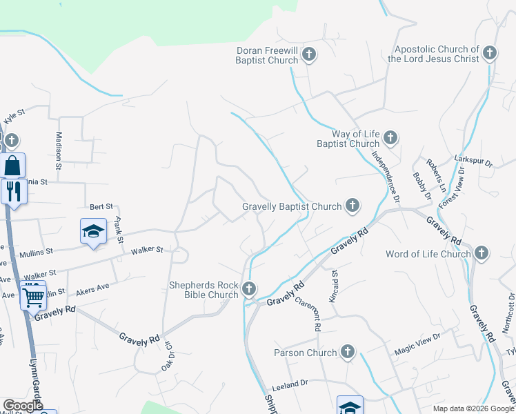 map of restaurants, bars, coffee shops, grocery stores, and more near 1395 Ridgecrest Avenue in Kingsport