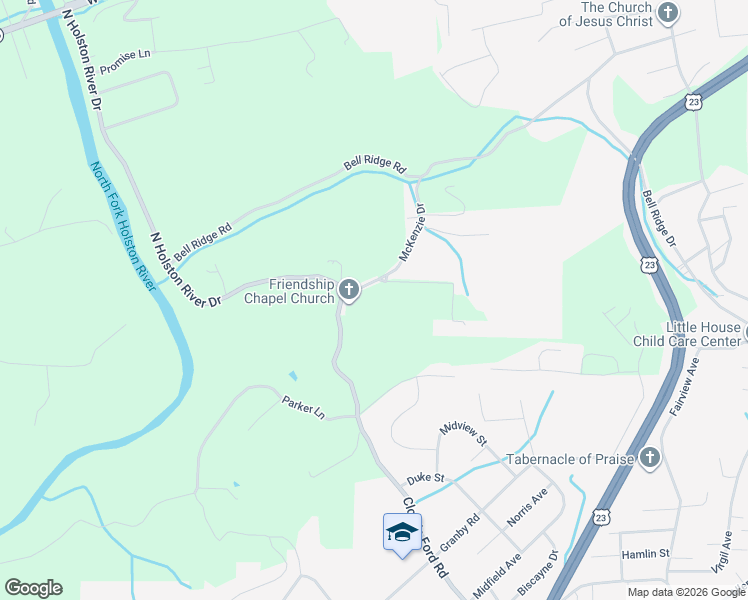 map of restaurants, bars, coffee shops, grocery stores, and more near 416 Welk Road in Kingsport