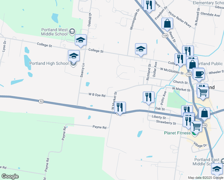 map of restaurants, bars, coffee shops, grocery stores, and more near 105 Todd Court in Portland